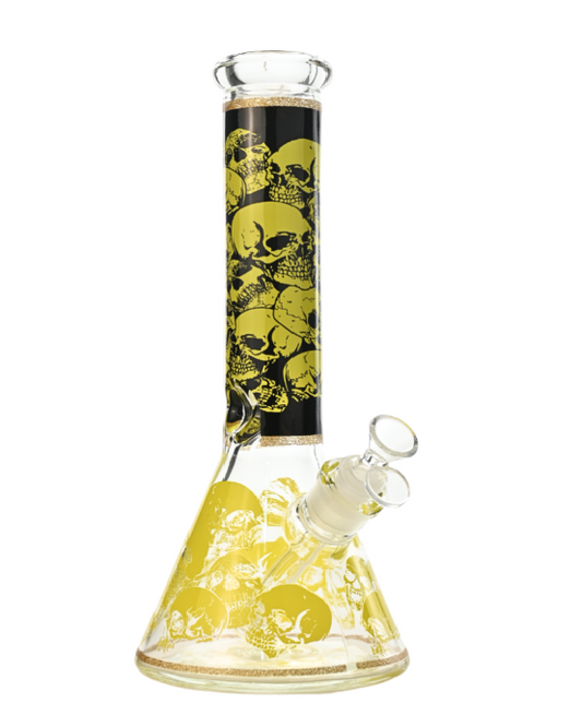 12" 7mm Crimson Skullstorm Glass Bong w/ Gift Box